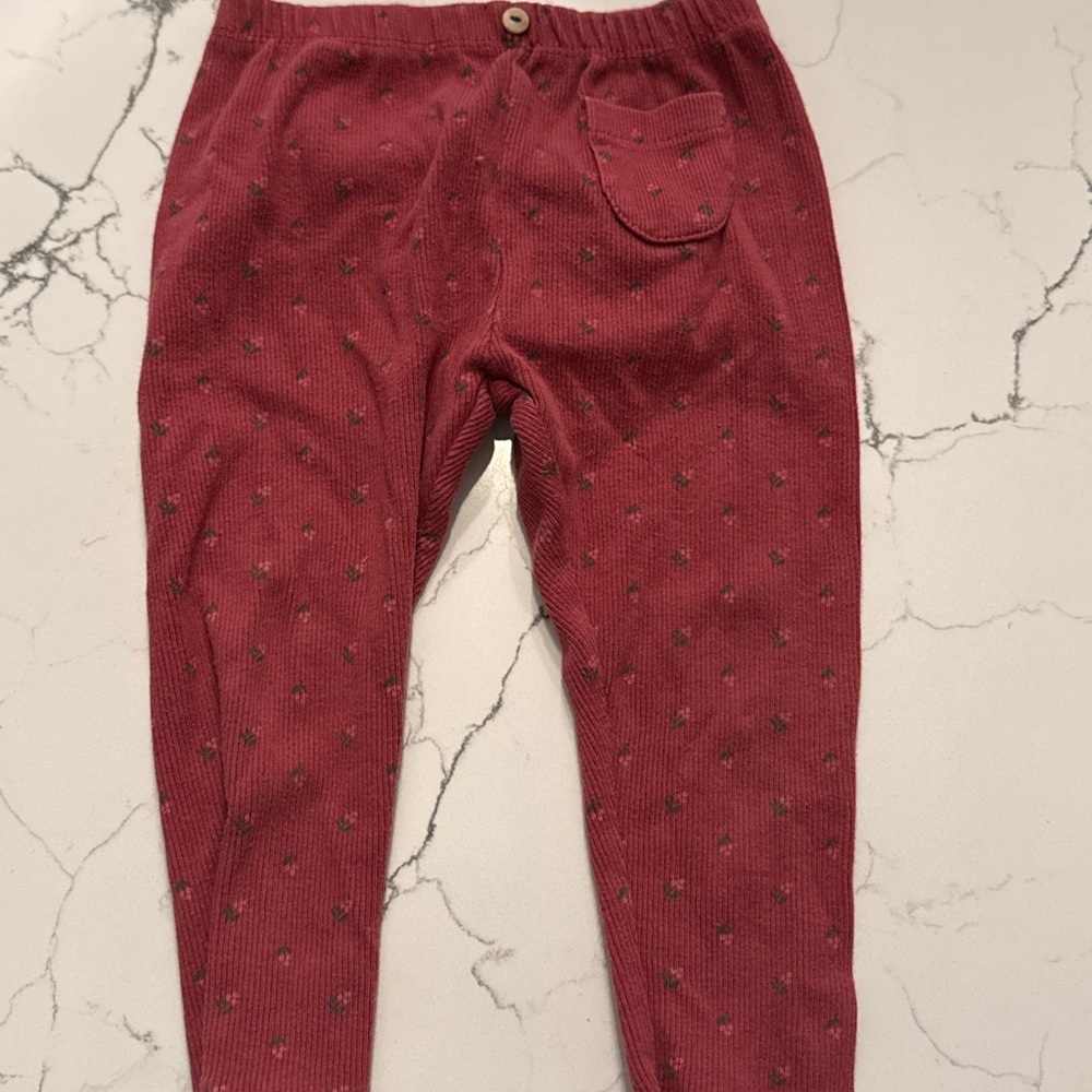 Zara Kids Burgundy Rib Cotton Leggings